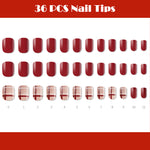 Muzmak ((Regular Square) N About Red Nail) 36pcs Nail Art Pattern Sticker Set Semicure Nail