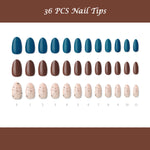 Muzmak ((Almond) N Blue Green Chips Nail) 36pcs Nail Art Pattern Sticker Set Semicure Nail
