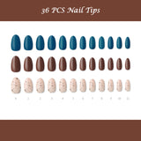 Muzmak ((Almond) N Blue Green Chips Nail) 36pcs Nail Art Pattern Sticker Set Semicure Nail
