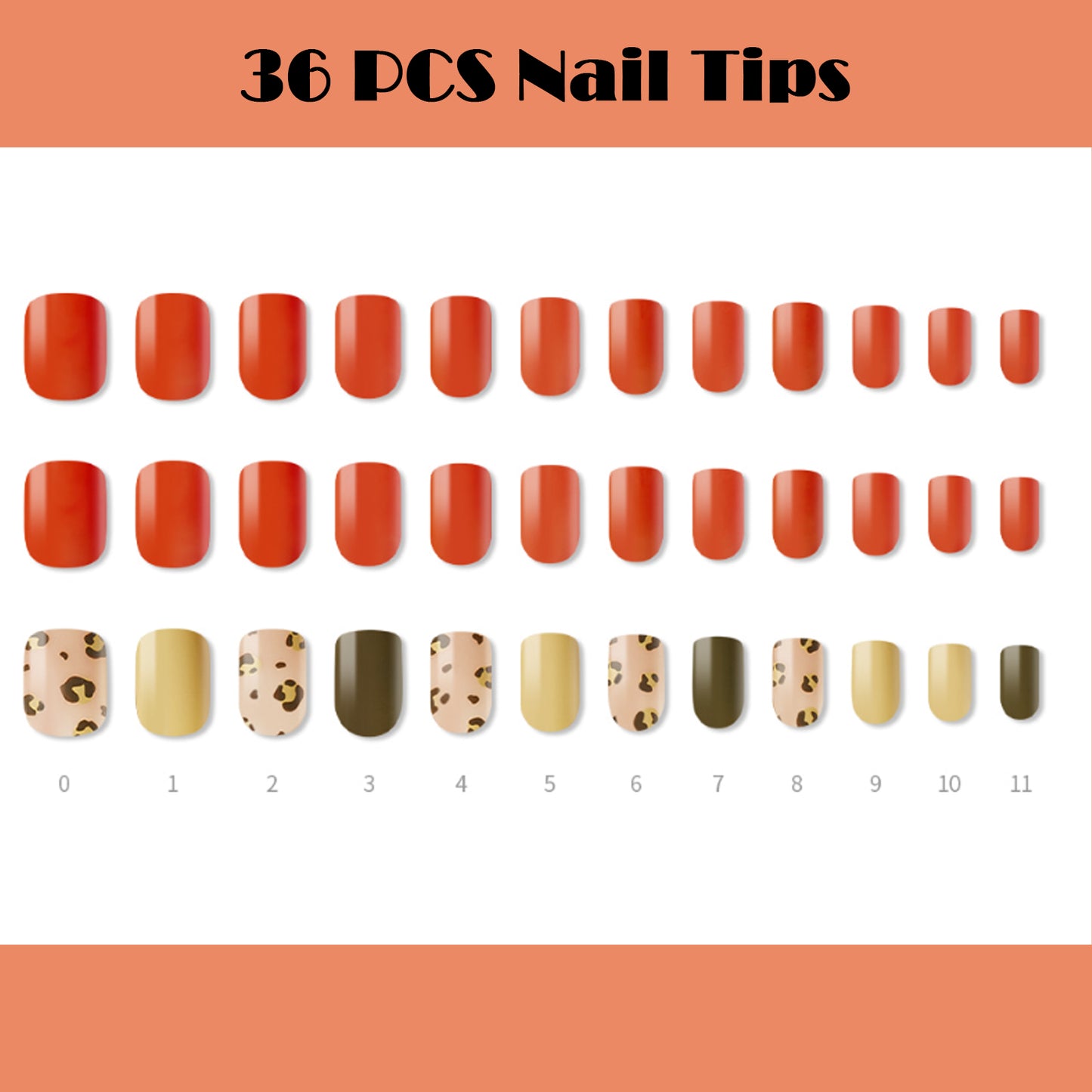 Muzmak (N Sweet Leopard (Regular Square) Nail) 36pcs Nail Art Pattern Sticker Set Semicure Nail