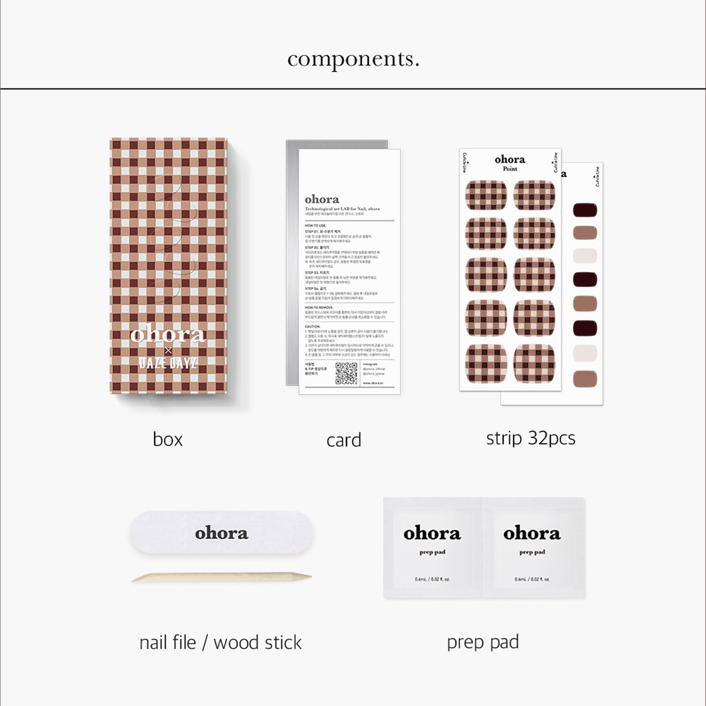 Ohora (P Mocha Pedi) 32pcs 22 Basic 10 Point Nail Art Pattern Sticker Nail Gel Set Pedicure