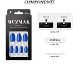 Muzmak ((Almond) N Clear Blue Nail) 36pcs Nail Art Pattern Sticker Set Semicure Nail
