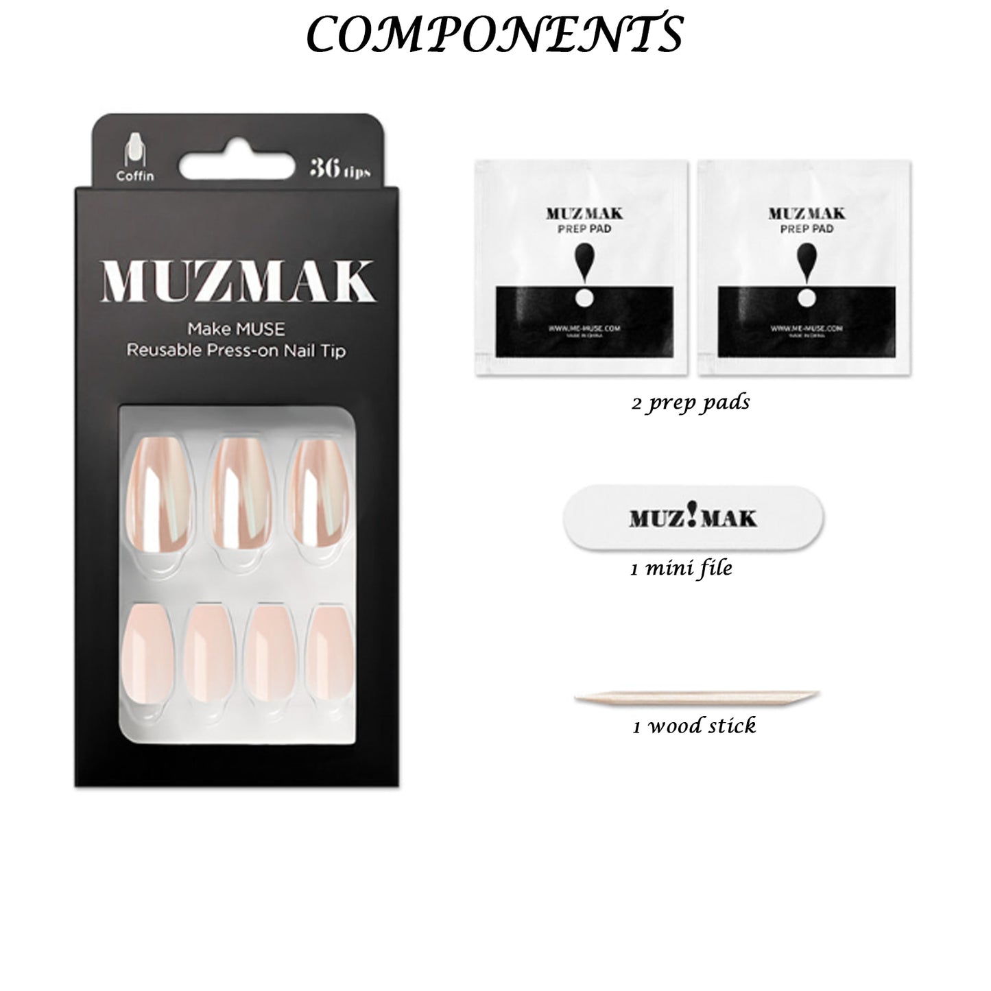 Muzmak ((Coffin) N Aurora Nail) 36pcs Nail Art Pattern Sticker Set Semicure Nail