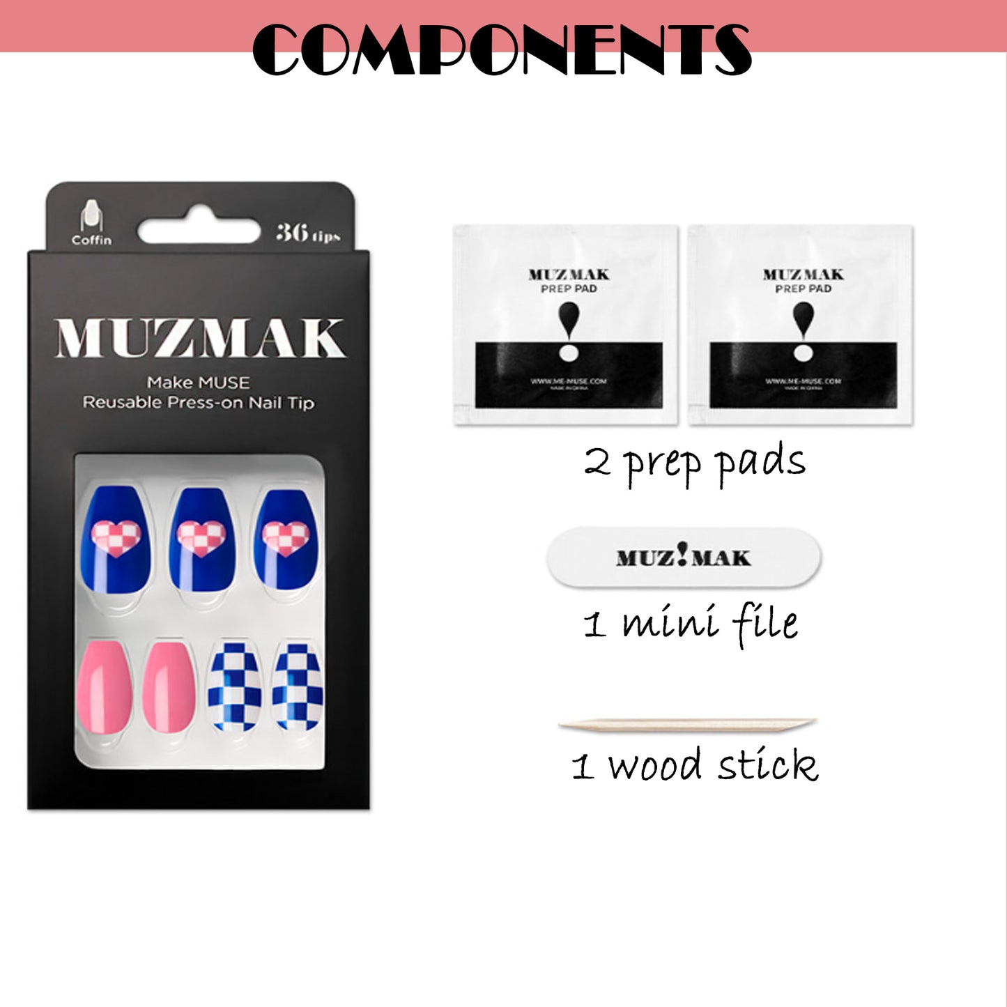 Muzmak (N Bubble Bubble Nail) 36pcs Nail Art Pattern Sticker Set Semicure Nail