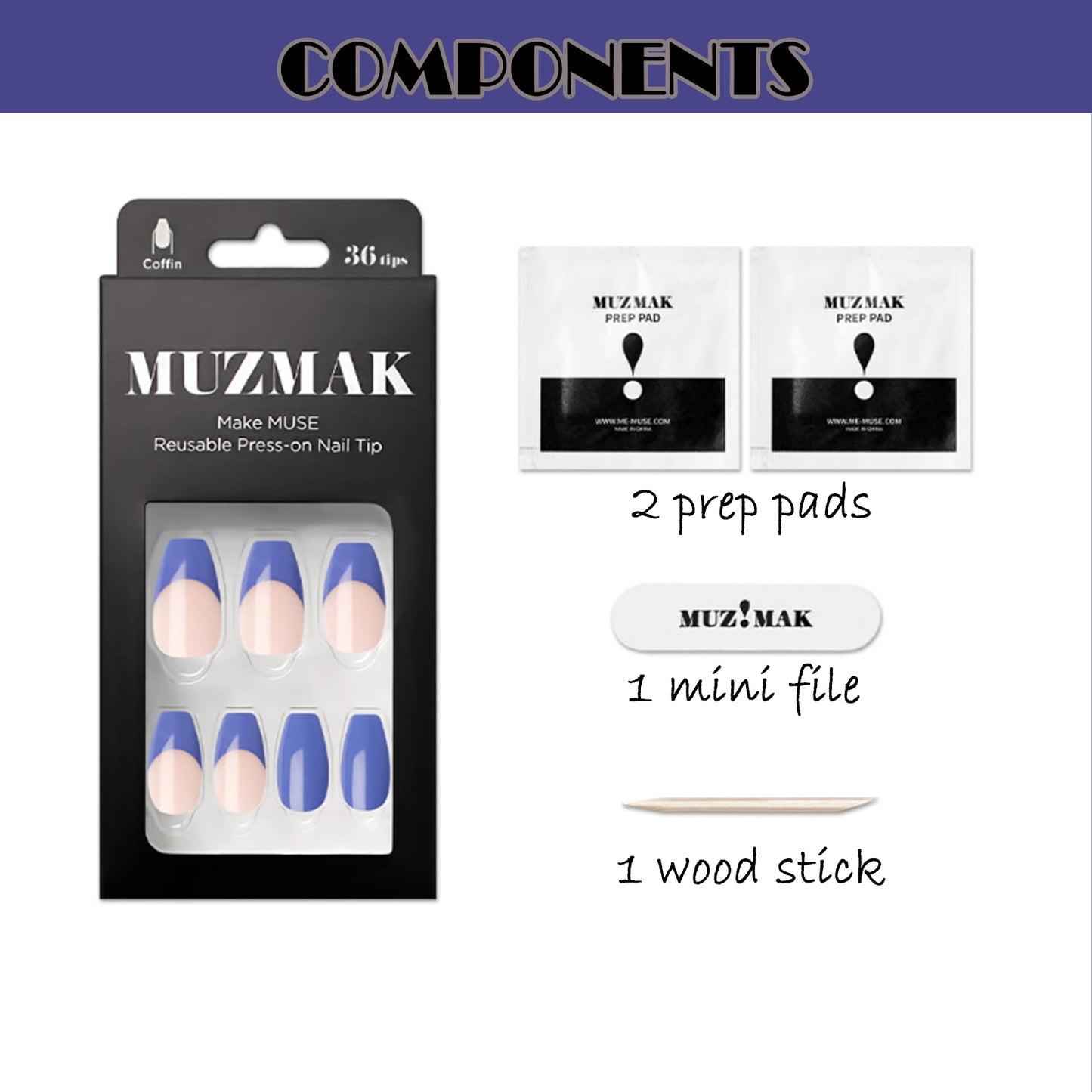 Muzmak (N Barry Perry Nail) 36pcs Nail Art Pattern Sticker Set Semicure Nail