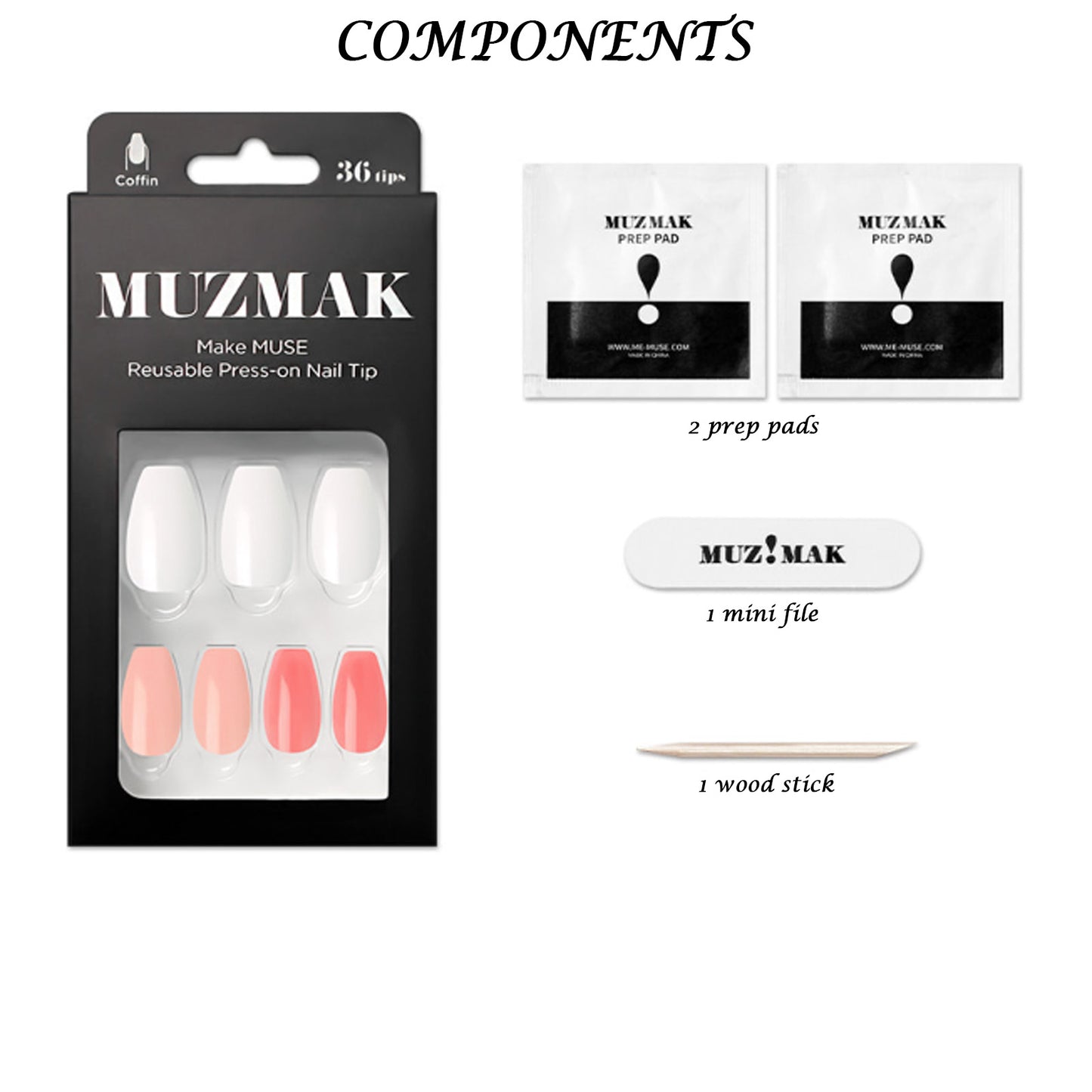 Muzmak ((Almond) N Yogurt Syrup Nail) 36pcs Nail Art Pattern Sticker Set Semicure Nail