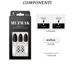 Muzmak (N Chess Black (Almond) Nail) 36pcs Nail Art Pattern Sticker Set Semicure Nail