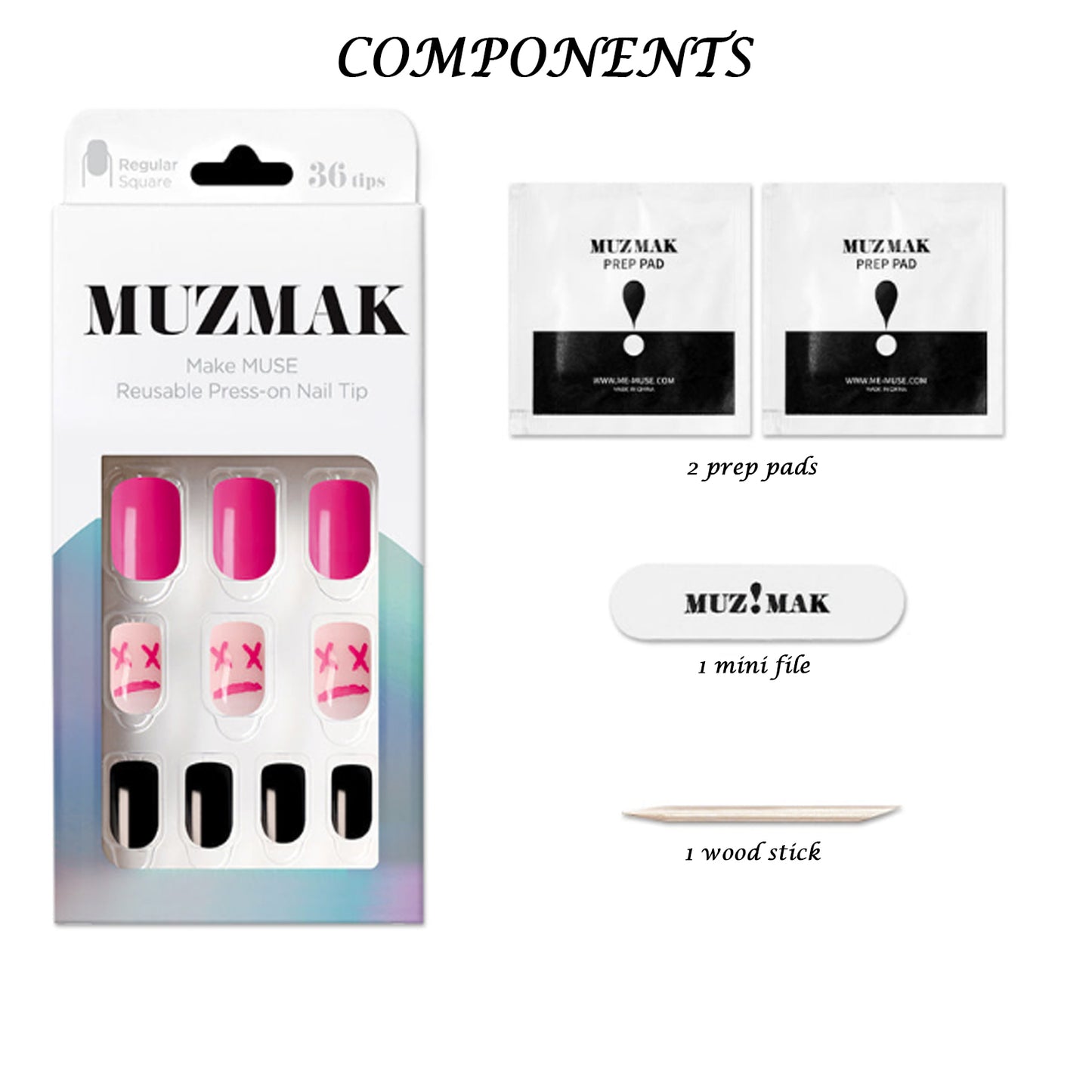Muzmak ((Regular Square) N Hot Painting Nail) 36pcs Nail Art Pattern Sticker Set Semicure Nail