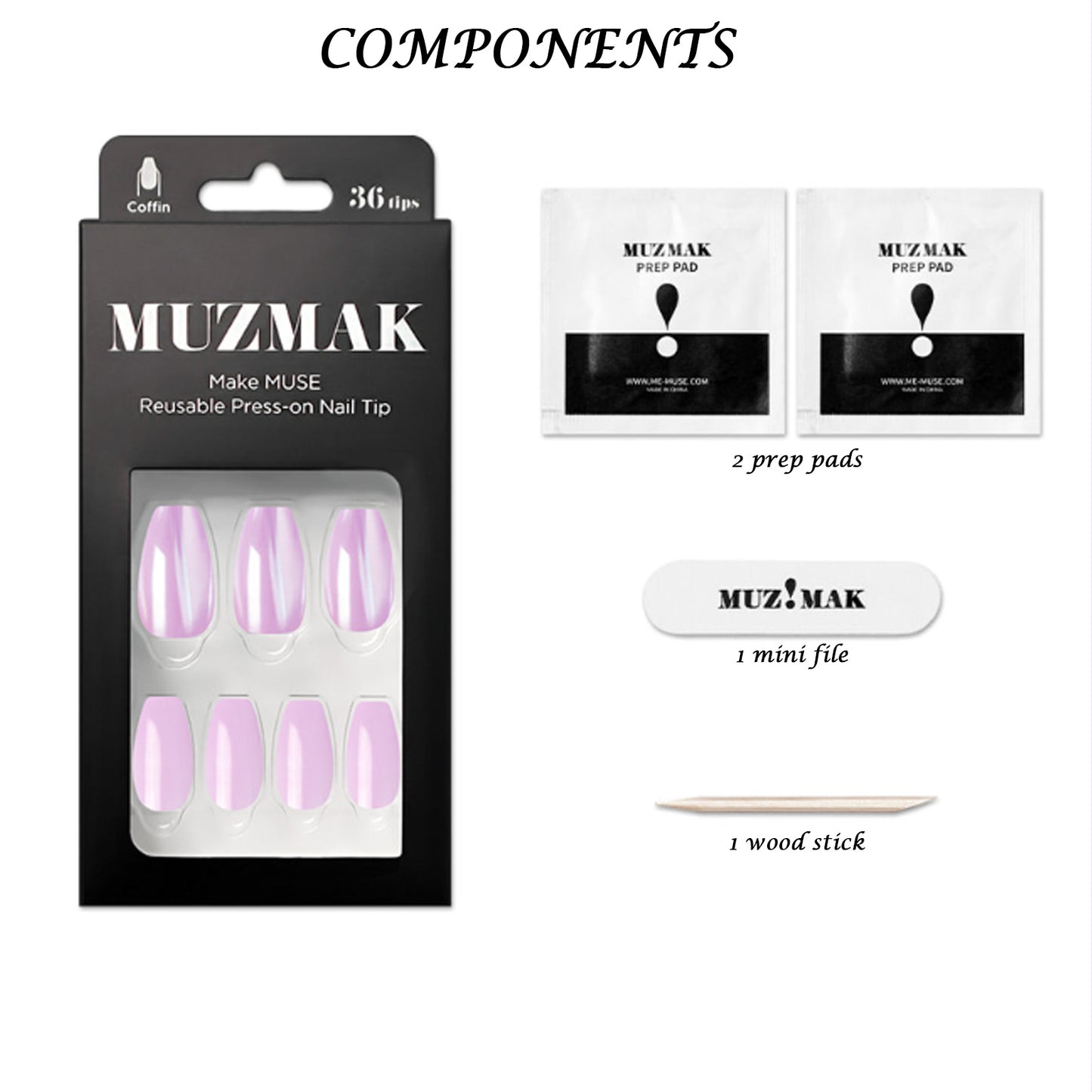 Muzmak ((Coffin) N Purple Nail) 36pcs Nail Art Pattern Sticker Set Semicure Nail