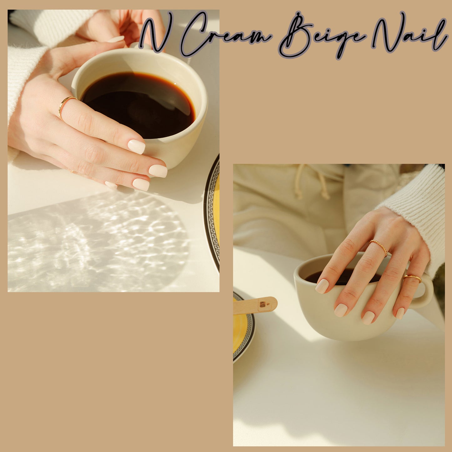 Muzmak (N Cream Beige Nail) 36pcs Nail Art Pattern Sticker Set Semicure Nail