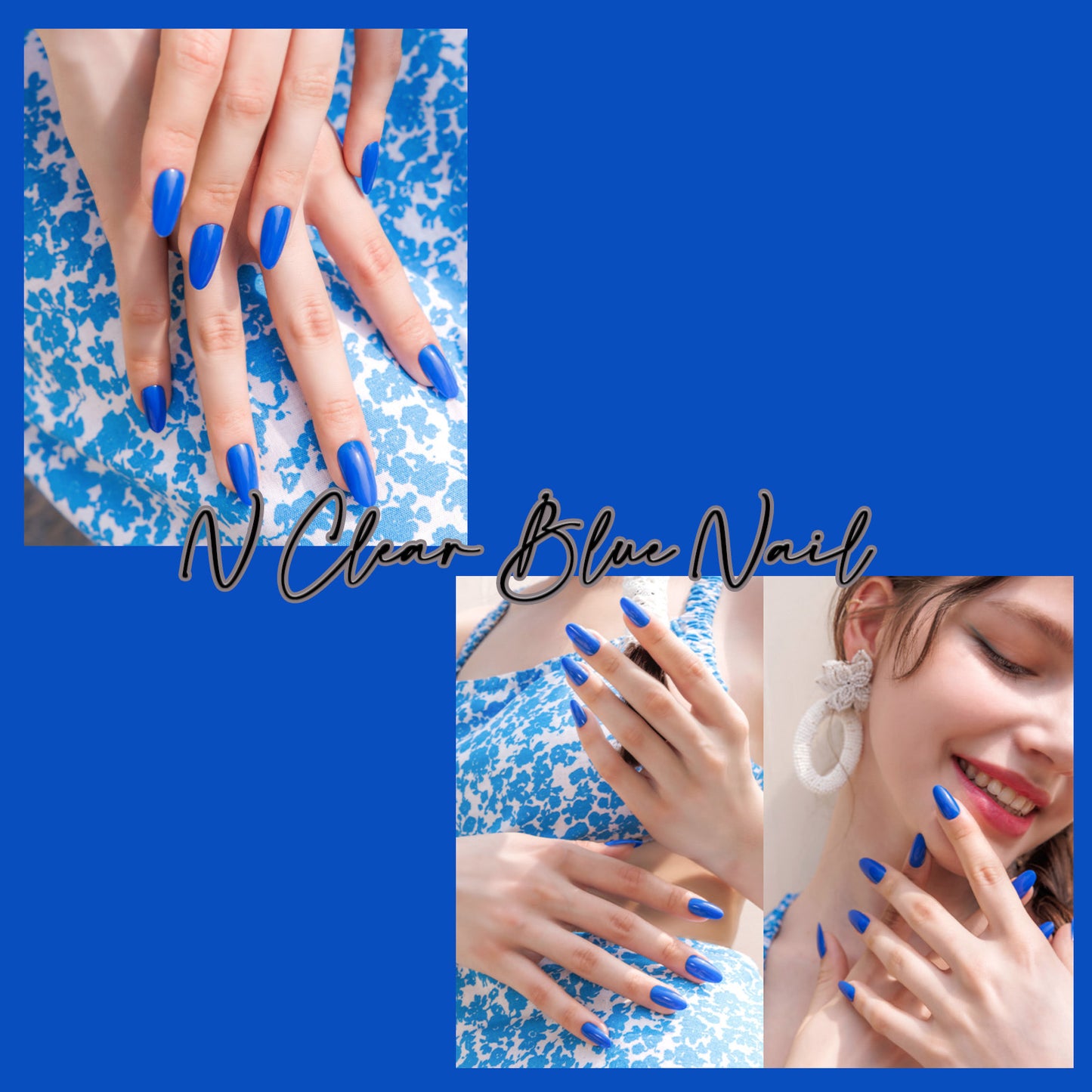 Muzmak ((Almond) N Clear Blue Nail) 36pcs Nail Art Pattern Sticker Set Semicure Nail