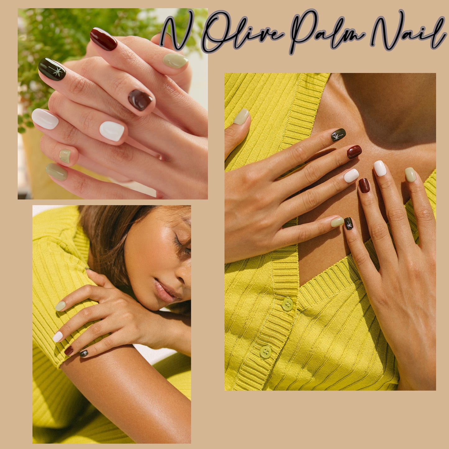 Ohora (N  Olive Palm Nail) 30pcs 16 Basic 14 Point Nail Art Pattern Sticker Set Semicure Nail