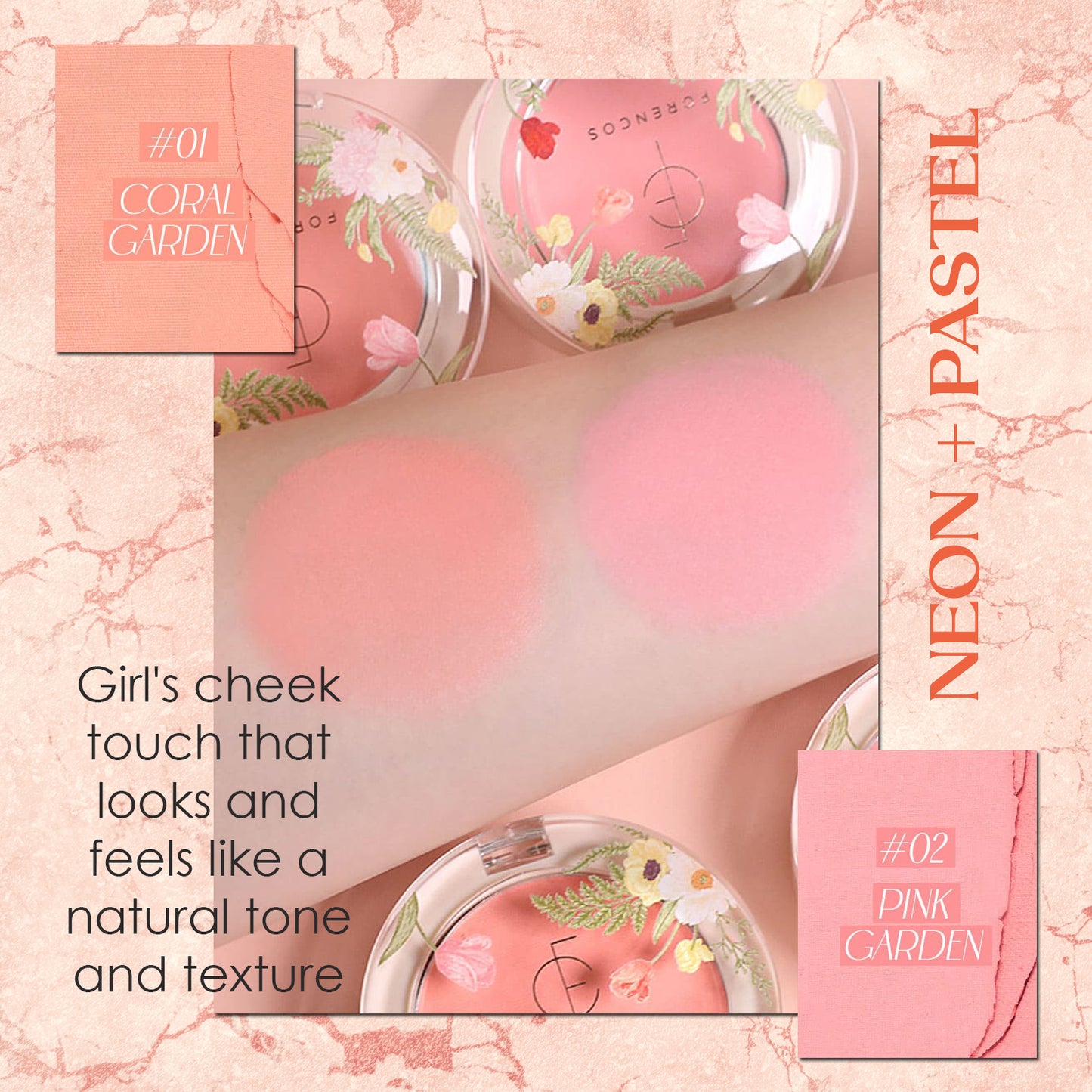 Forencos Floor Blusher Pastel Color Powder Cheek Blush 2 Types