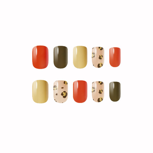 Muzmak (N Sweet Leopard (Regular Square) Nail) 36pcs Nail Art Pattern Sticker Set Semicure Nail