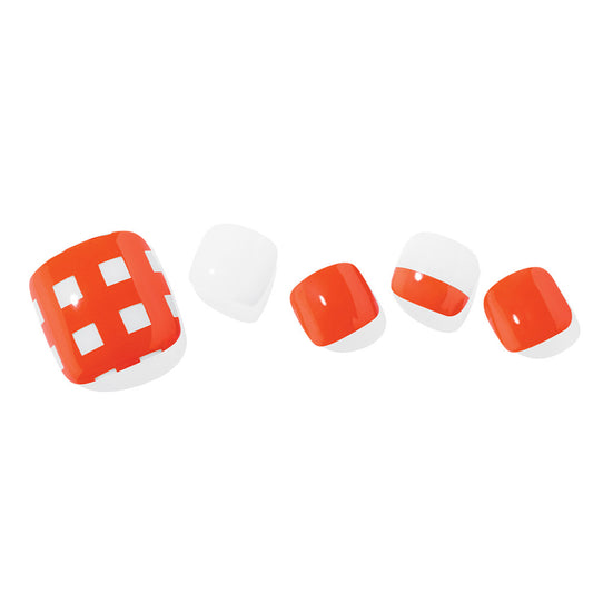 Ohora (P Tangerine Check Pedi) 32pcs 22 Basic 10 Point Nail Art Pattern Sticker Nail Gel Set Pedicure